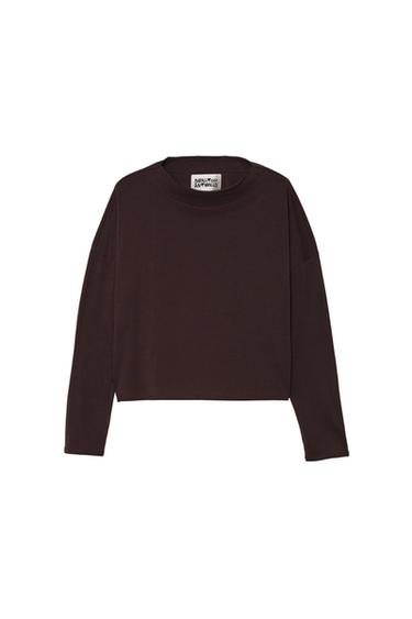 CROPPED LONG SLEEVE T-SHIRT - Brown by Zara