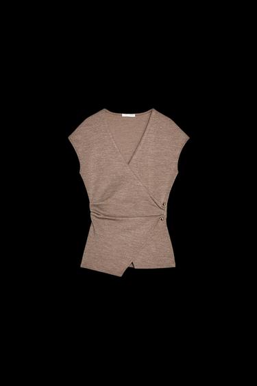 TEXTURED CLASP TOP - Light brown by Zara - Image 0
