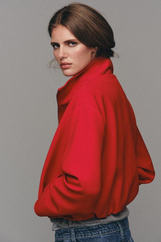 HIGH COLLAR BOMBER JACKET - Red by Zara - Image 6