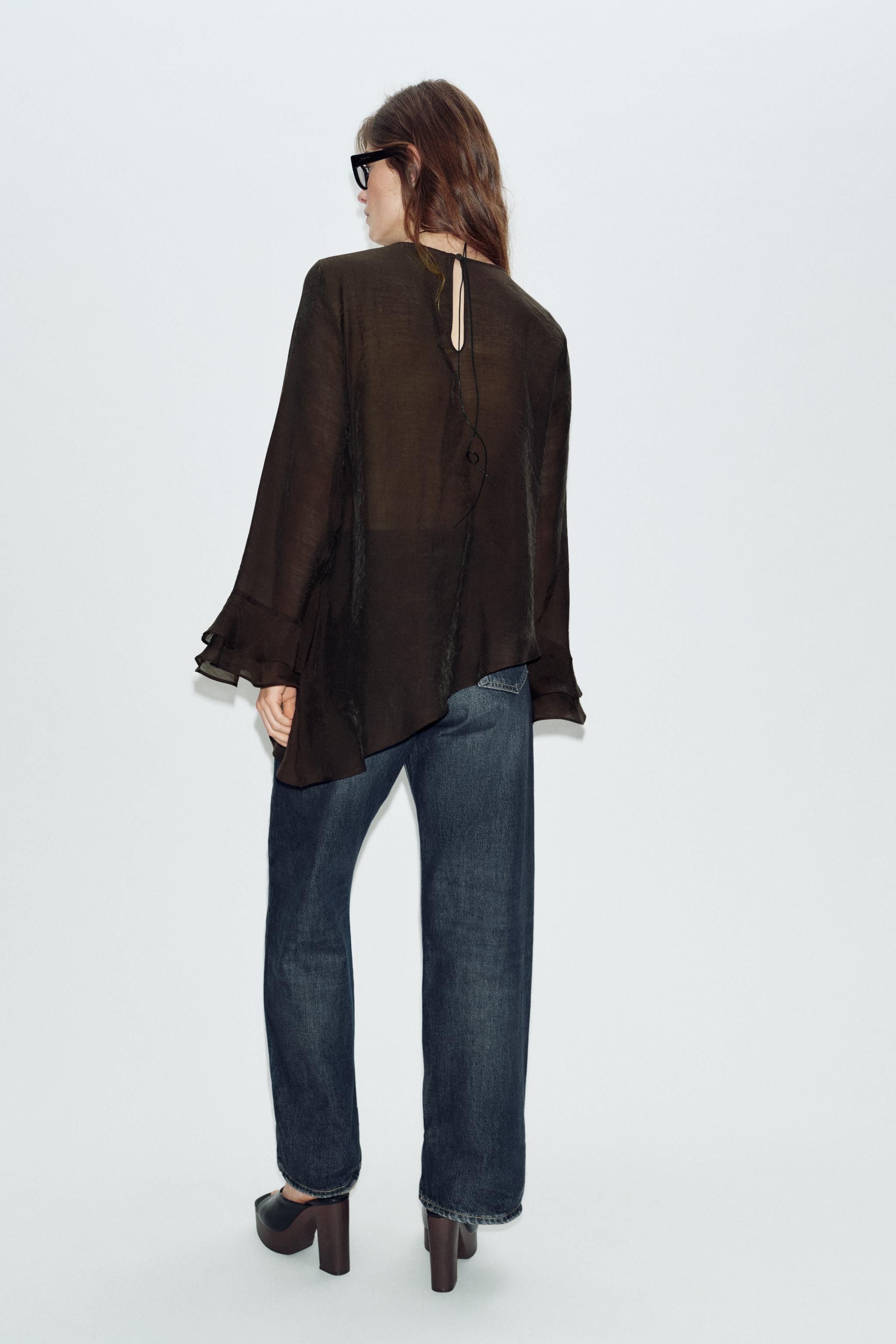 ASYMMETRIC RUFFLED TOP - Mauve | ZARA United States
