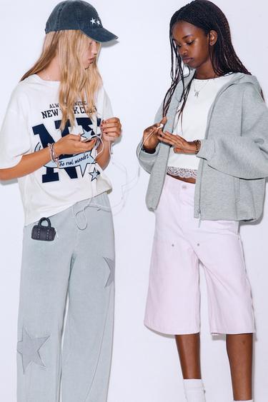 Zara HEAVY WEIGHT GRAPHIC T-SHIRT - Oyster-white