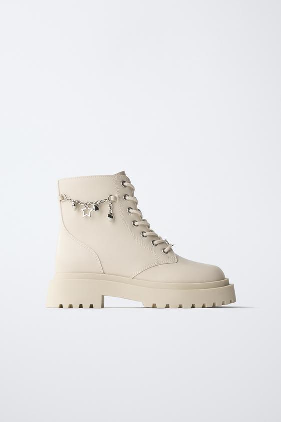 CHARM ANKLE BOOTS - Ecru White by Zara - Image 0