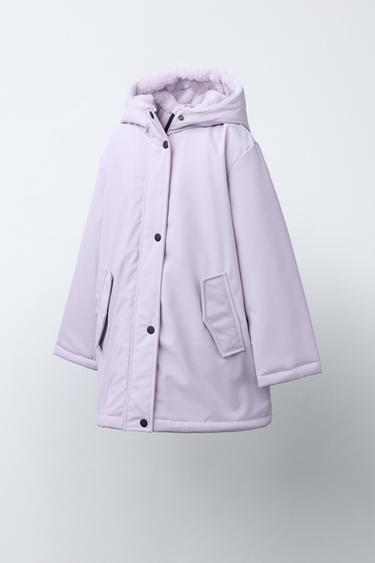 VESTE IMPERMÉABLE GOMMÉE EFFET FOURRURE - Mauve de Zara - Image 1
