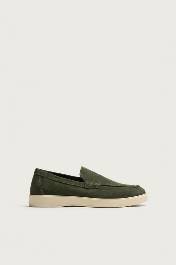 CASUAL LEATHER LOAFERS - Sea green by Zara - Image 0