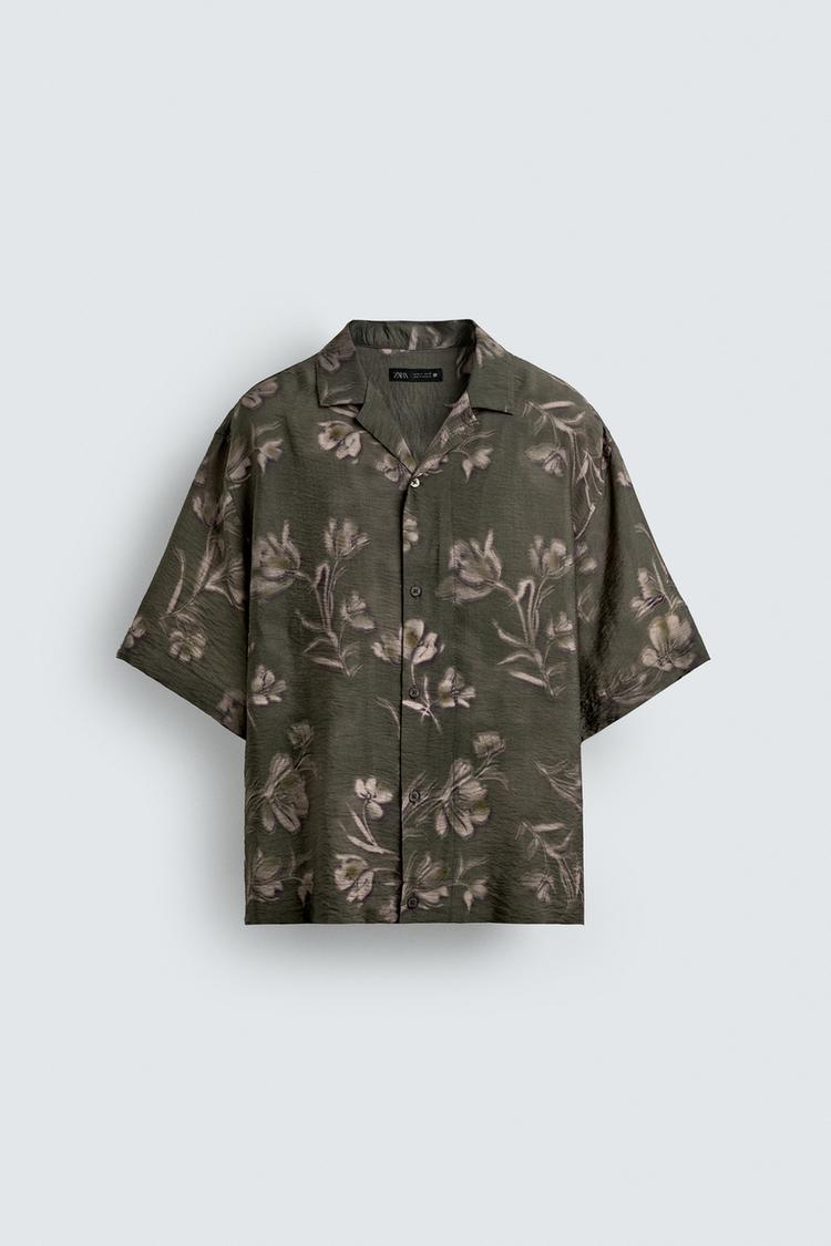 ZARA RELAXED FIT FLORAL PRINT SHIRT