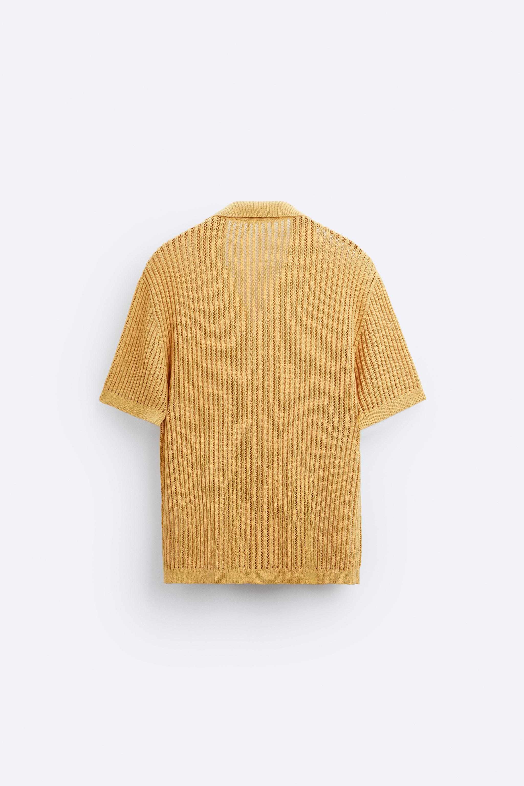 CAMISA COM TEXTURA DE CROCHÊ - Amarelo