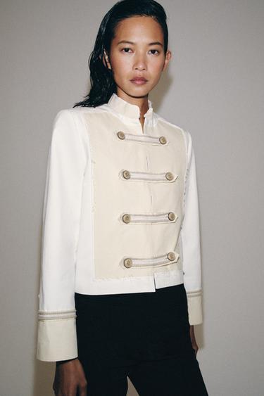 Zara ZW COLLECTION FIREMAN CLASP JACKET - White