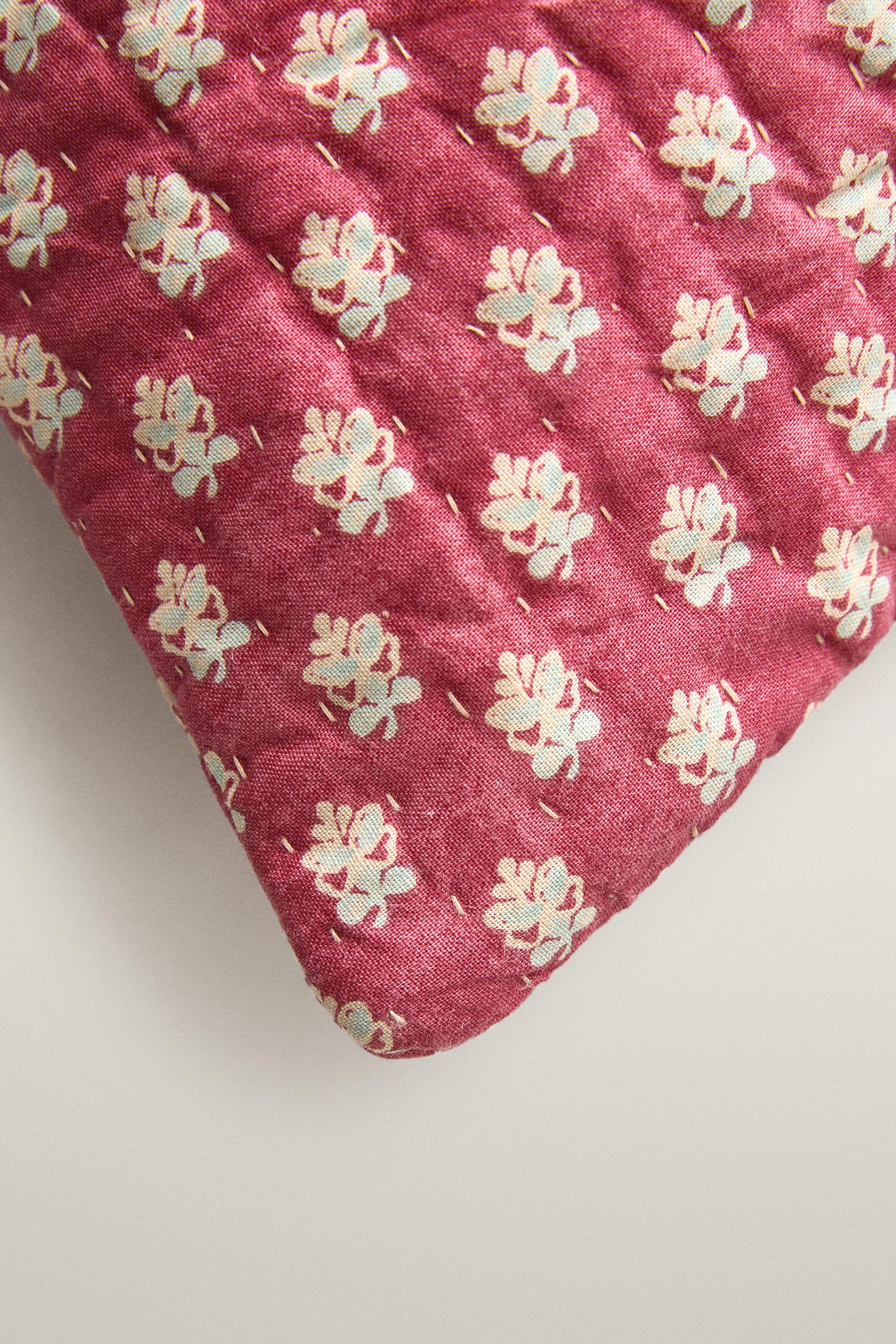 FLORAL COTTON CUSHION COVER | KATHARINE POLE — Red