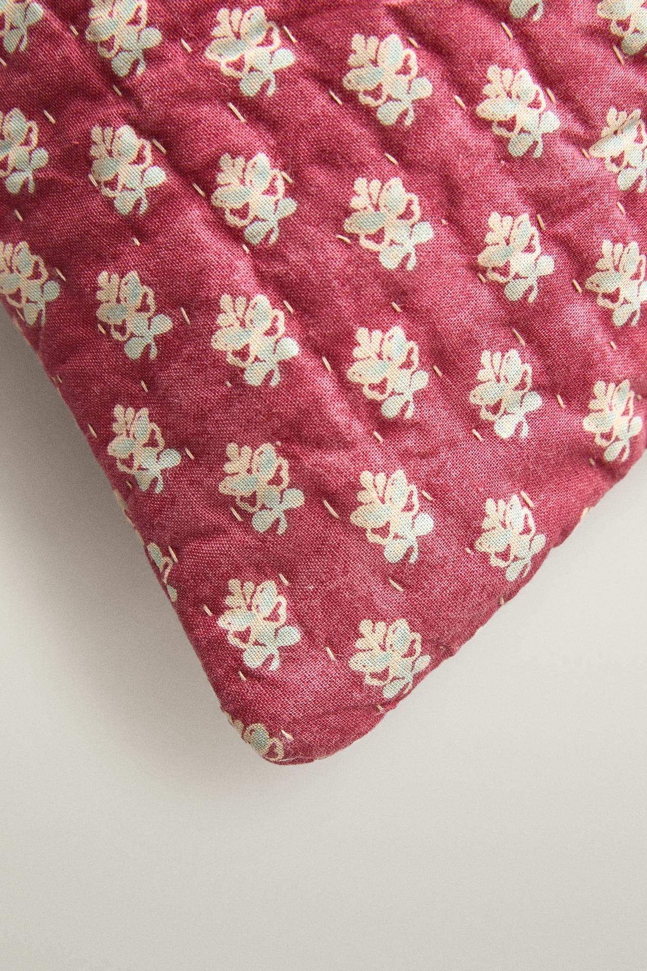 FLORAL COTTON CUSHION COVER | KATHARINE POLE — Red