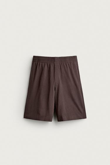 Zara 寬版慢跑短褲 - 棕色