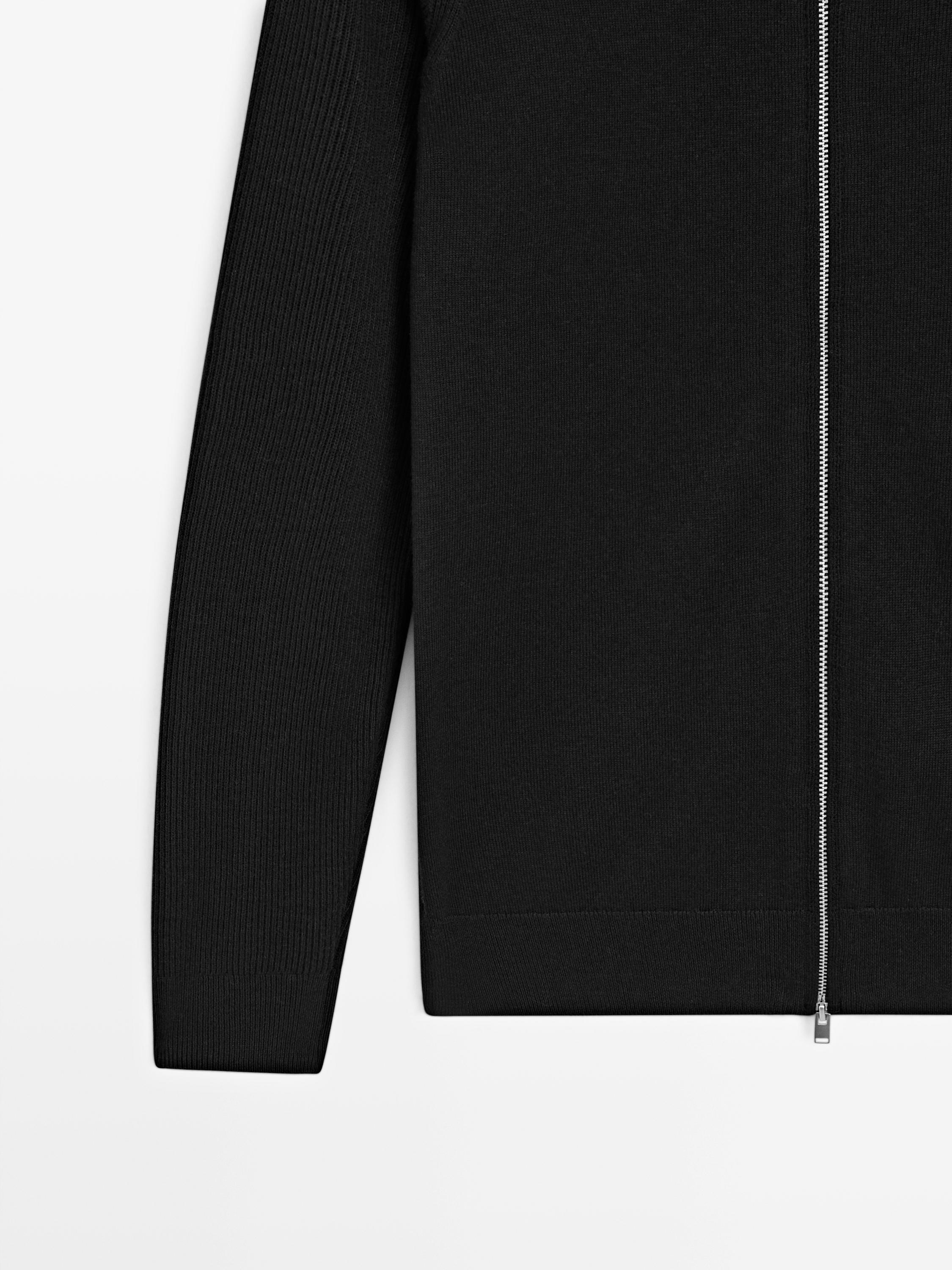 Knit cotton blend cardigan with raglan sleeves