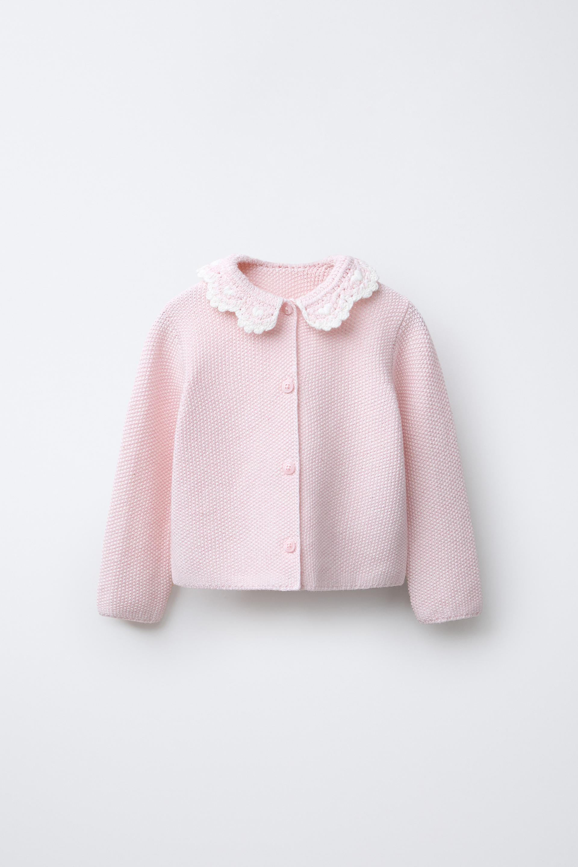 Knit Cardigan With Crochet Collar