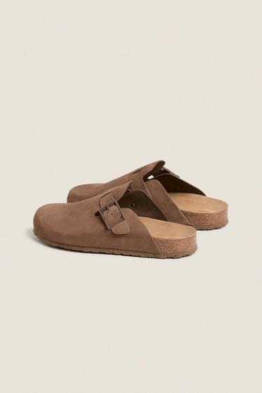 LEATHER CLOGS WITH BUCKLES - Brown by Zara - Image 3