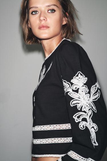 BLOUSE BRODÉE ZW COLLECTION - Noir de Zara - Image 1
