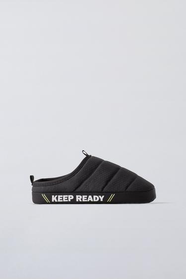 Zara TEXT SLIPPERS - Black - Image 0