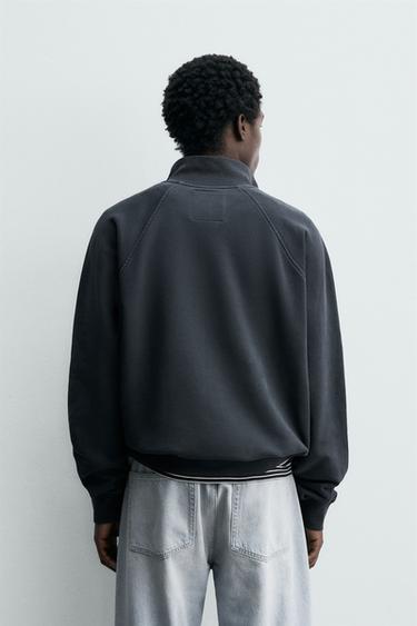 WASHED QUARTER-ZIP SWEATSHIRT - Anthracite grey by Zara - Image 2