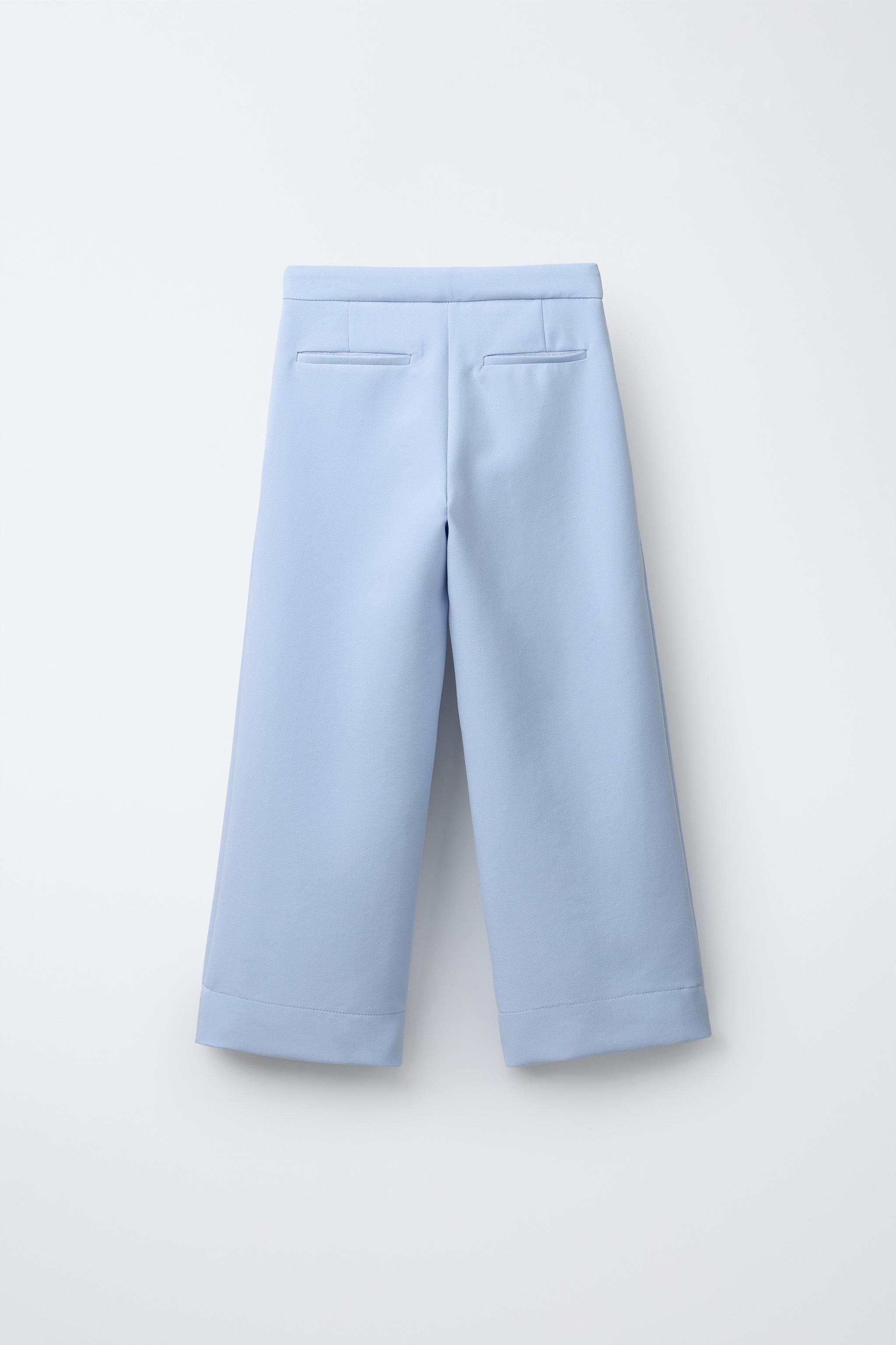 JEWEL BUTTON TAILORED PANTS — Blue / Lavender