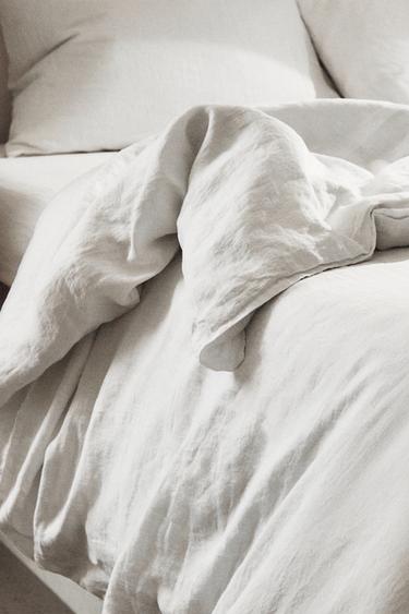 WASHED LINEN DUVET COVER (160 GxM²) - White by Zara