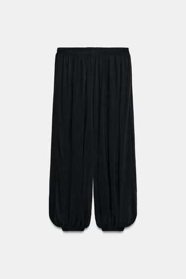 Zara FLOWY BALLOON PANTS - Black