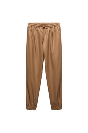 FAUX LEATHER JOGGING PANTS