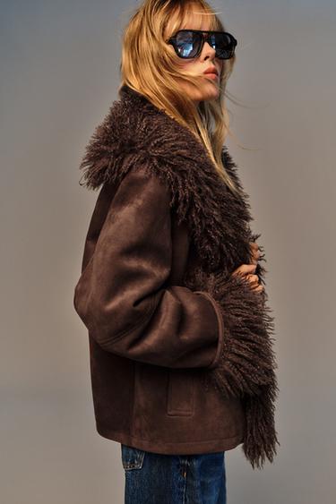 VESTE DOUBLE FACE EFFET FOURRURE - Marron de Zara - Image 3
