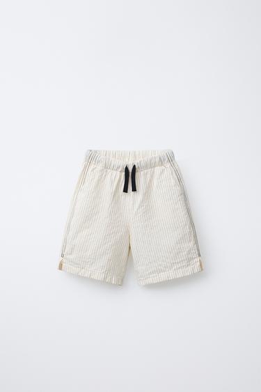 GESTREIFTE BERMUDASHORTS - Cremefarben / Schwarz von Zara - Bild 0