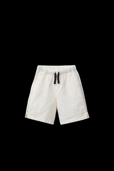 STRIPED BERMUDA SHORTS - Ecru / Black by Zara