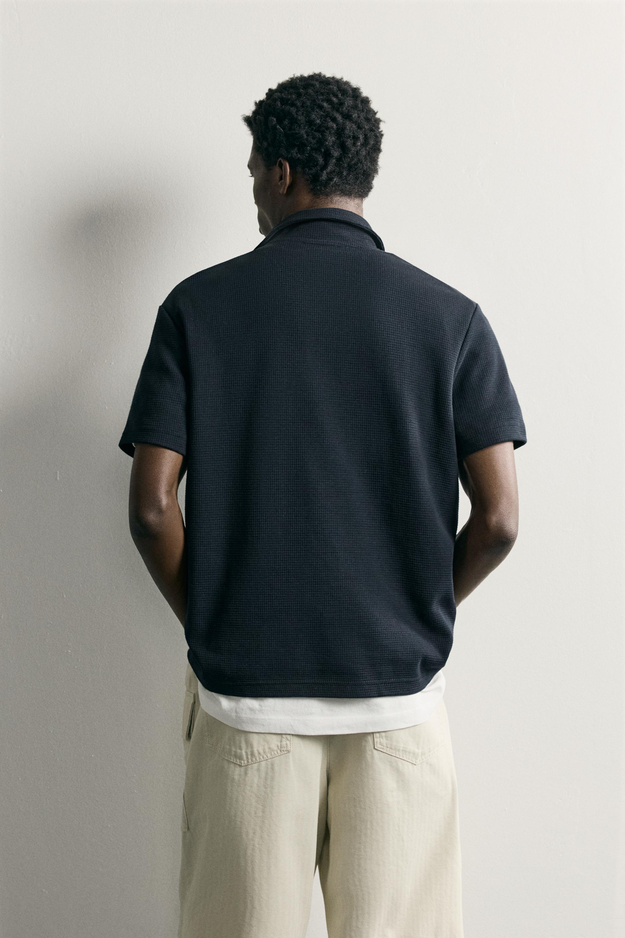 Zara GOFRE DOKULU POLO T-SHIRT görsel 3
