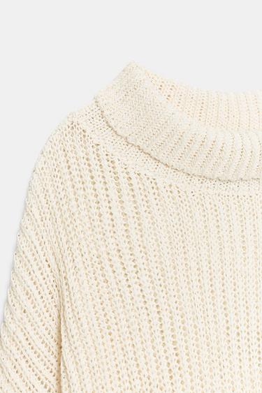 CROPPED HIGH-NECK JUMPER - Light ecru by Zara - Image 10