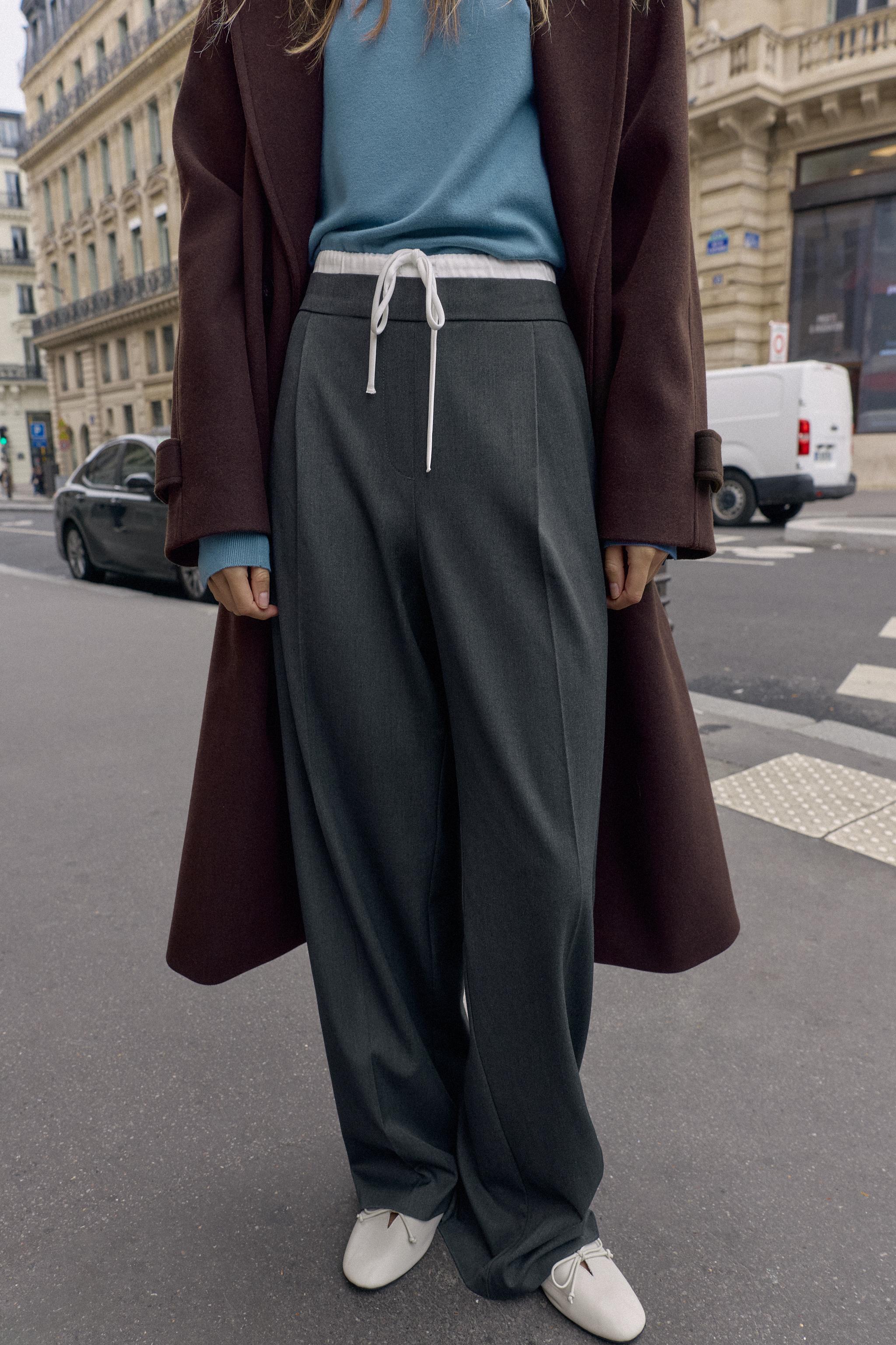 DOUBLE WAIST WIDE LEG PANTS