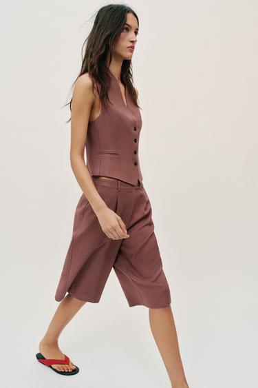 BERMUDA LONGUE AVEC LIN - MARSALA de Zara - Image 3