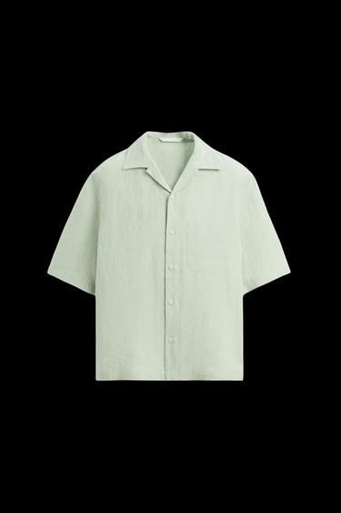 Zara 100% LINEN SHIRT - Turquoise - Image 0
