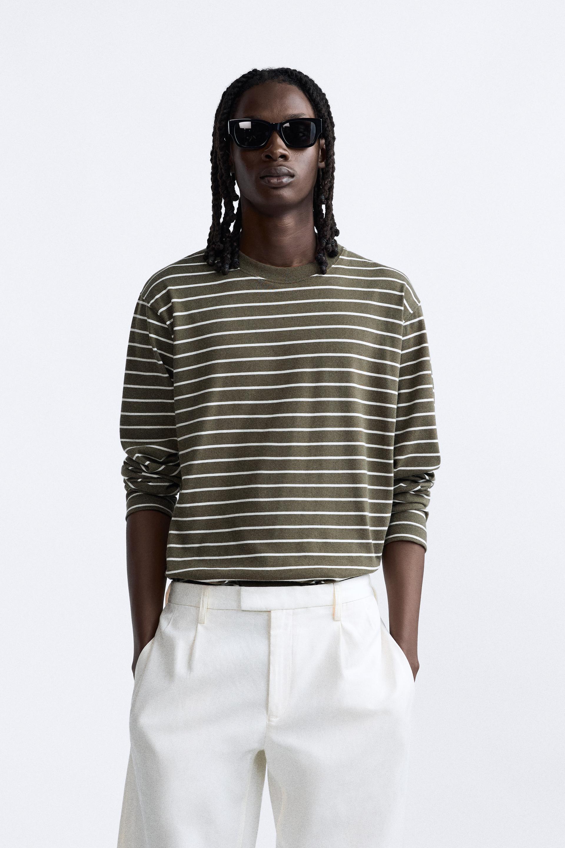 Multicoloured Jacquard-knit striped-cotton long sleeve T-shirt