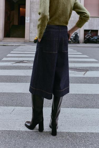SHORT LONG EN JEAN À PINCES Z1975 - Bleu de Zara - Image 3