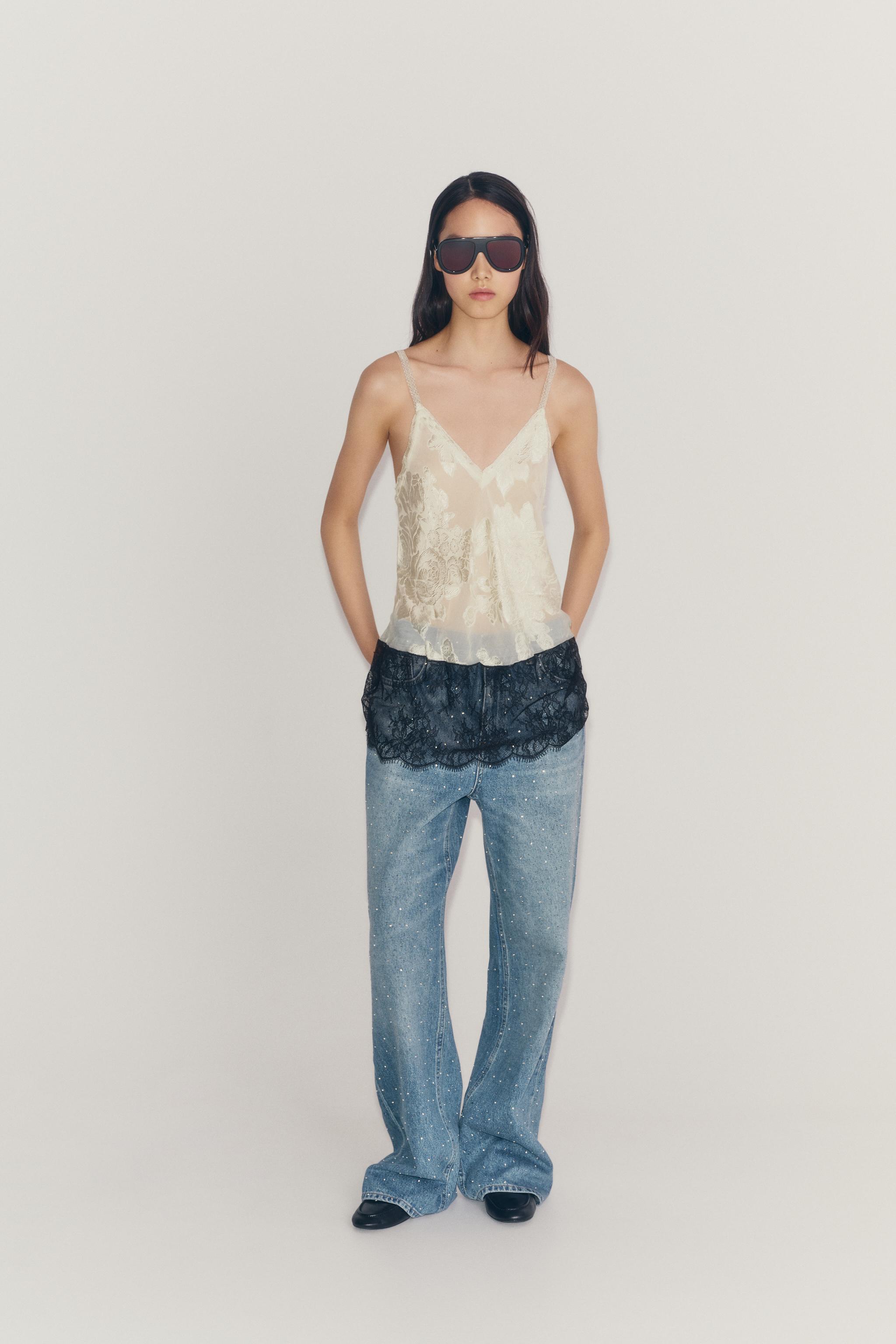 ZW COLLECTION SILK JACQUARD CAMI — Ecru