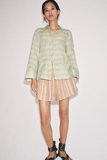 STRIPED SHORTS WITH BELT ZW COLLECTION - Pink marl by Zara