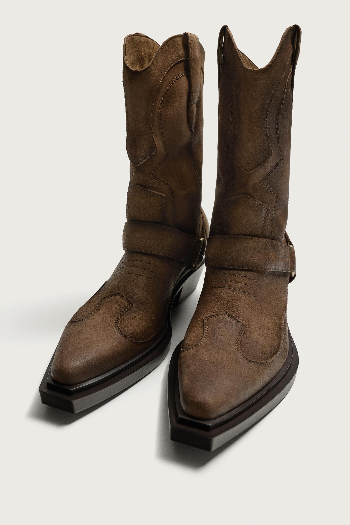 Мужские ботинки Zara Leather Cowboy, цвет: Коричневый — фото 2