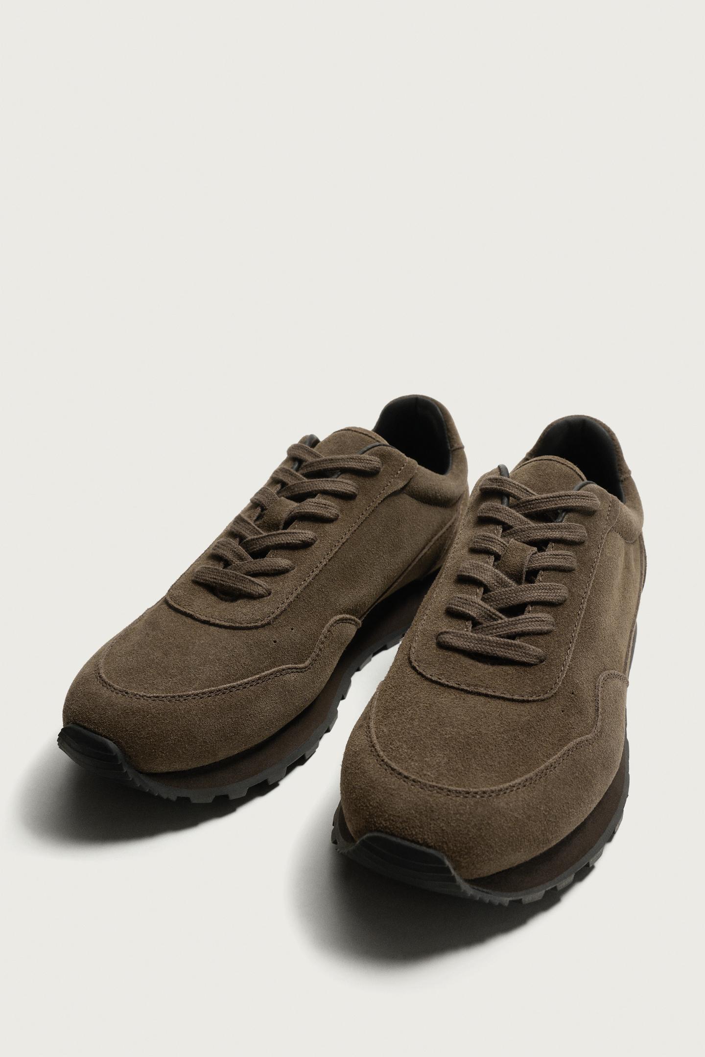 Мужские кроссовки Zara Casual Leather, цвет: Коричневый — фото 5