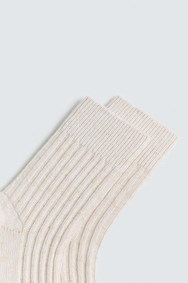 CHAUSSETTES COURTES CÔTELÉES - Écru de Zara - Image 4