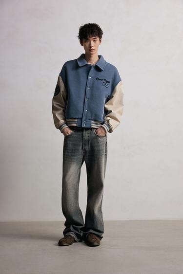 PATCHED QUILTED BOMBER JACKET - Blue grey by Zara