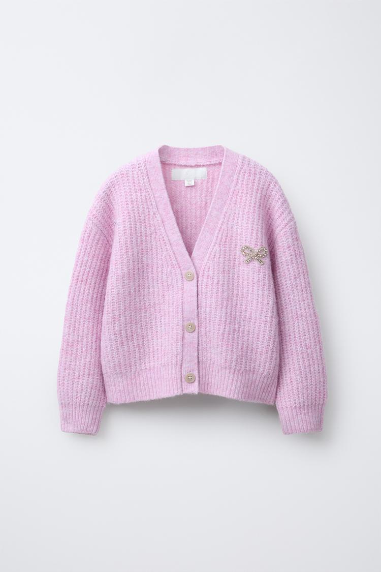 SPARKLY BOW CARDIGAN Pink ZARA United Kingdom