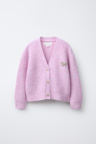 SPARKLY BOW CARDIGAN - Pink by Zara - Image 0