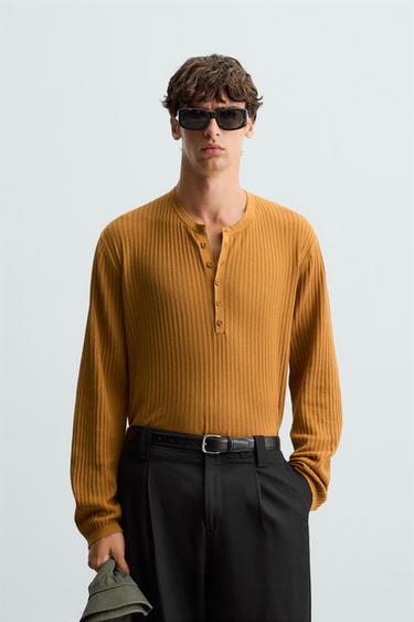 BAKER COLLAR KNIT T-SHIRT - Pumpkin by Zara