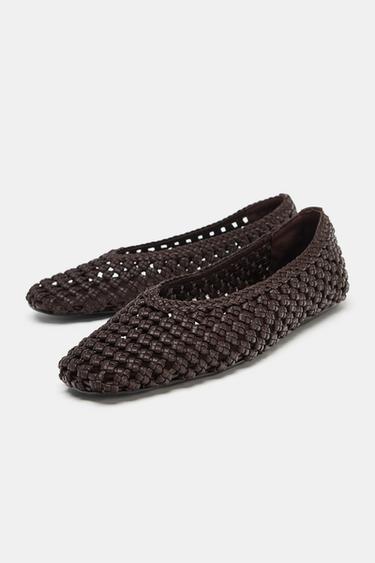 BRAIDED BALLET FLATS - Brown by Zara - Image 2