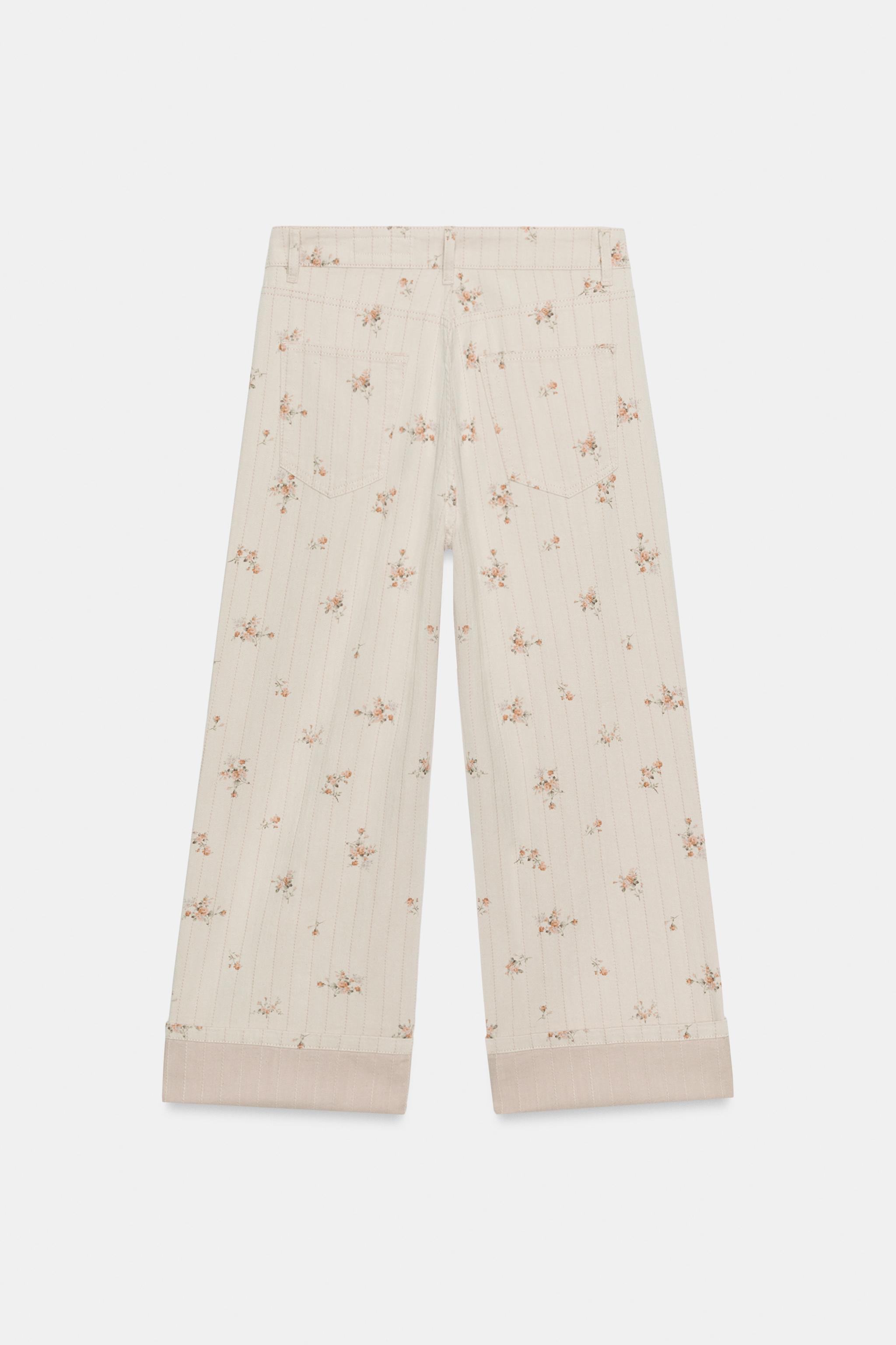 Женские джинсы Zara ZW COLLECTION MID-RISE TAPERED FLORAL JEANS — фото 9