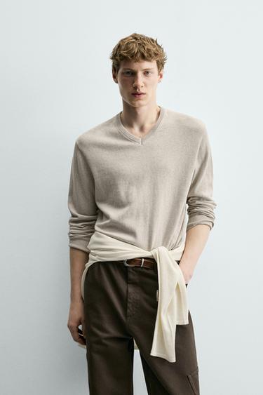 FLECKED COTTON BLEND JUMPER - Ecru / Marl by Zara