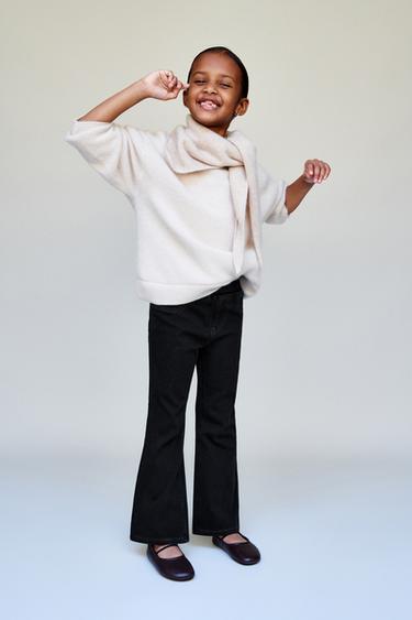Zara DENIM EFFECT FLARE LEGGINGS - Black
