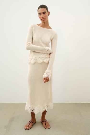 Zara RUSTIC CROCHET TOP - Sand