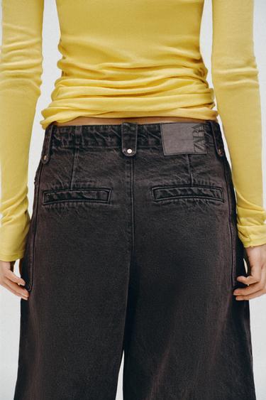 Z1975 MID-WAIST CARGO BARREL JEANS - Brown by Zara - Image 6