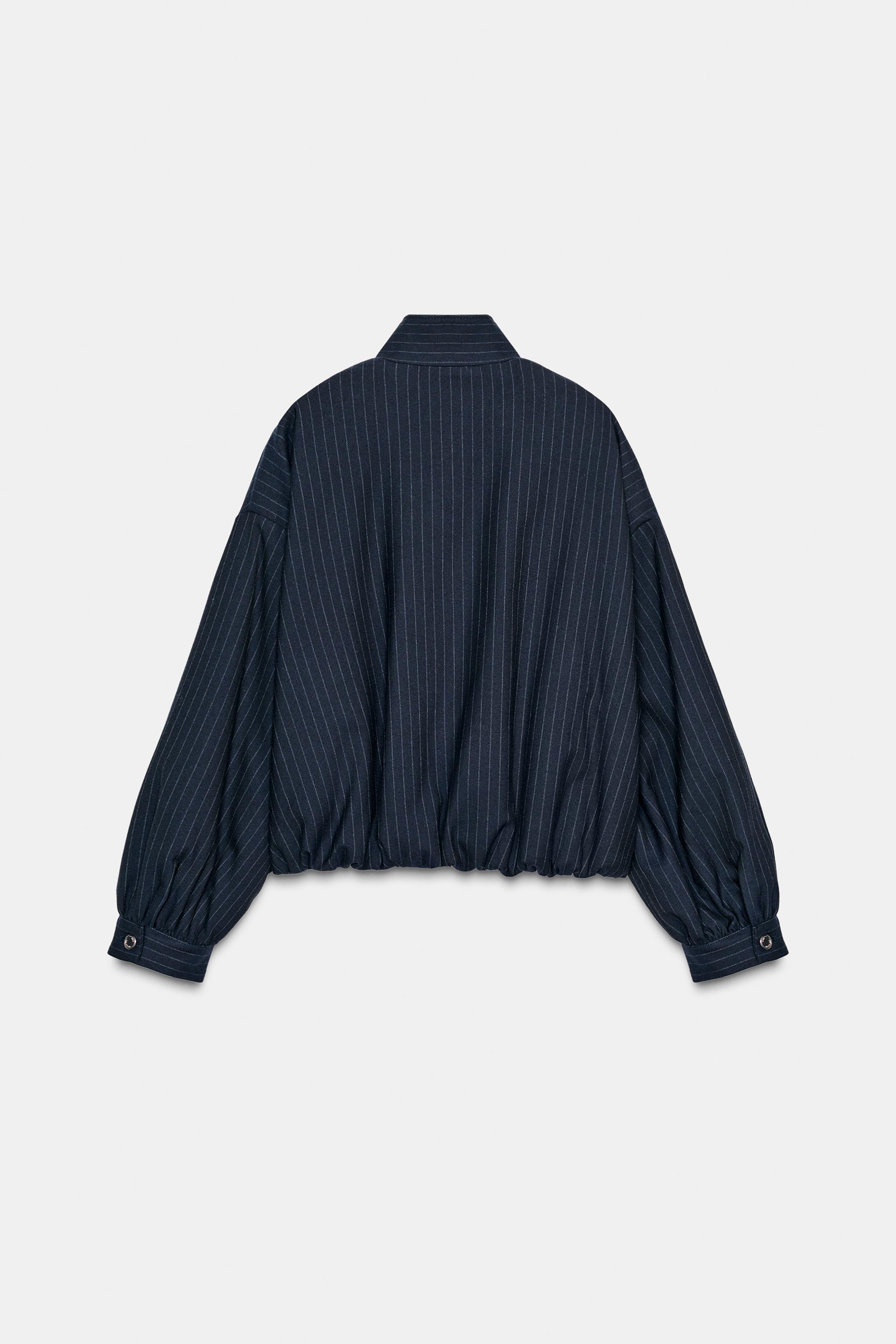 PINSTRIPED BOMBER JACKET